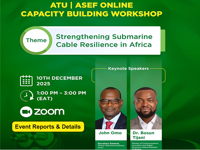 ATU-ASEF Online Capacity Building Workshop on Subsea Cable Resilience ATU-ASEF Online Capacity Building Workshop on Subsea Cable Resilience